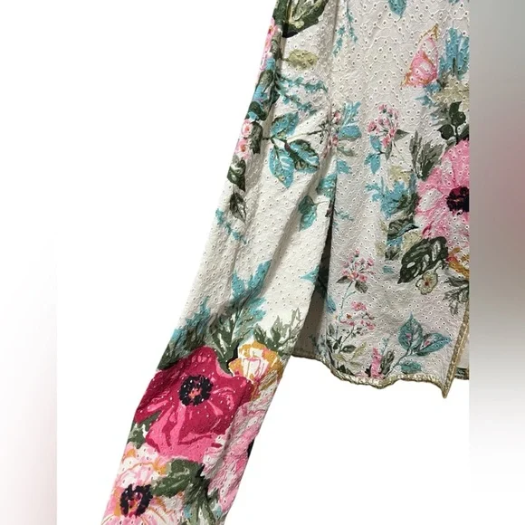 J. Jill Limited Edition Womens L Romantic, Floral Eyelet Statement Open Jacket - Picture 9 of 10